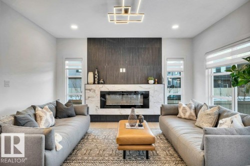 5204 Kimball Crescent, Edmonton, AB - Indoor Photo Showing Living Room With Fireplace