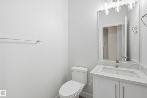 Bathroom with vanity and toilet - 53 Patriot Way, Spruce Grove, AB - Indoor Photo Showing Bathroom