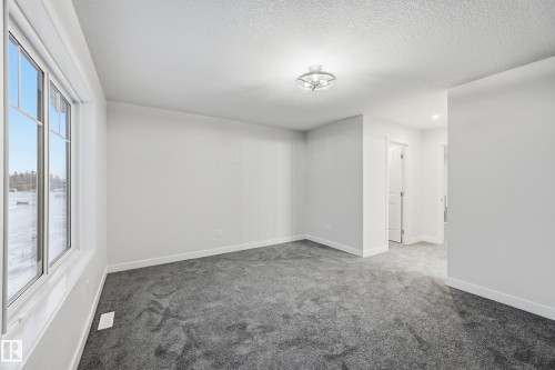 Unfurnished room with carpet and a textured ceiling - 53 Patriot Way, Spruce Grove, AB - Indoor Photo Showing Other Room
