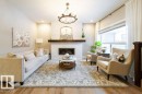 4374 Crabapple Crescent, Edmonton, AB  - Indoor Photo Showing Living Room With Fireplace 