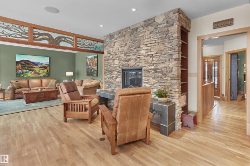 9135 117 Street, Edmonton, AB - Indoor Photo Showing Living Room With Fireplace