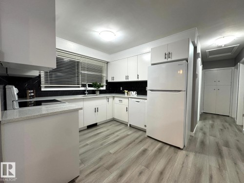 12205 37 Street, Edmonton, AB - Indoor Photo Showing Kitchen With Double Sink