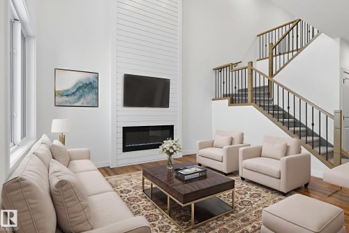 159 Pierwyck Loop, Spruce Grove, AB - Indoor Photo Showing Living Room With Fireplace