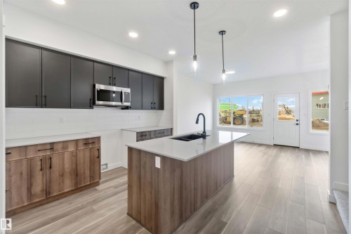 1015 Aster Boulevard, Edmonton, AB - Indoor Photo Showing Kitchen With Double Sink With Upgraded Kitchen