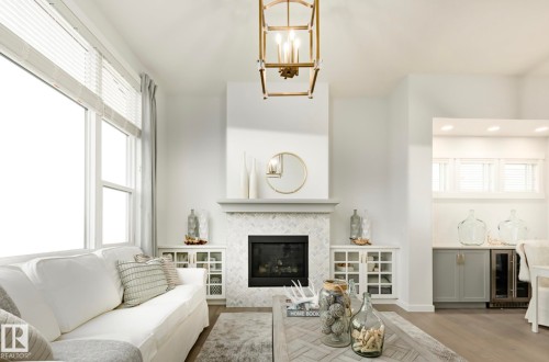 63 Rhea Crescent, St. Albert, AB - Indoor Photo Showing Living Room With Fireplace