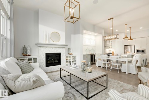63 Rhea Crescent, St. Albert, AB - Indoor Photo Showing Living Room With Fireplace