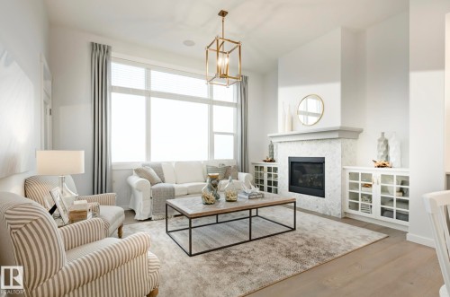 63 Rhea Crescent, St. Albert, AB - Indoor Photo Showing Living Room With Fireplace