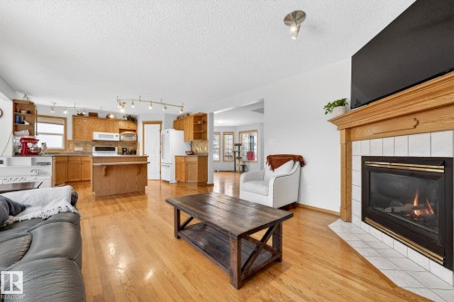 4027 31 Street, Edmonton, AB - Indoor Photo Showing Living Room With Fireplace