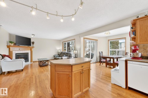 4027 31 Street, Edmonton, AB - Indoor Photo Showing Kitchen With Fireplace