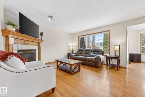 4027 31 Street, Edmonton, AB - Indoor Photo Showing Living Room With Fireplace