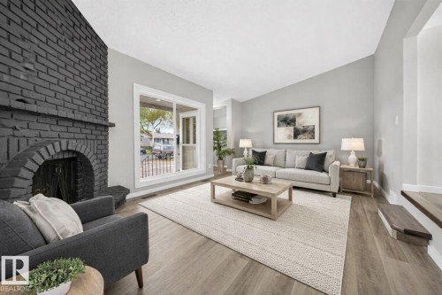 10313 150 Street, Edmonton, AB - Indoor Photo Showing Living Room With Fireplace