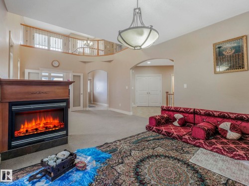 16019 134 Street, Edmonton, AB - Indoor Photo Showing Living Room With Fireplace