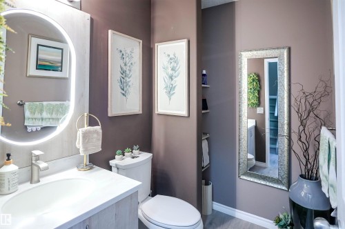 Bathroom featuring toilet and vanity - 5836 204 Street, Edmonton, AB - Indoor Photo Showing Bathroom