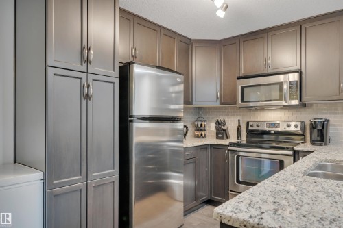 264 11517 Ellerslie Road, Edmonton, AB - Indoor Photo Showing Kitchen With Stainless Steel Kitchen With Upgraded Kitchen