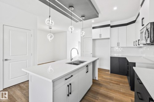 65 Ficus Way, Fort Saskatchewan, AB - Indoor Photo Showing Kitchen With Double Sink With Upgraded Kitchen