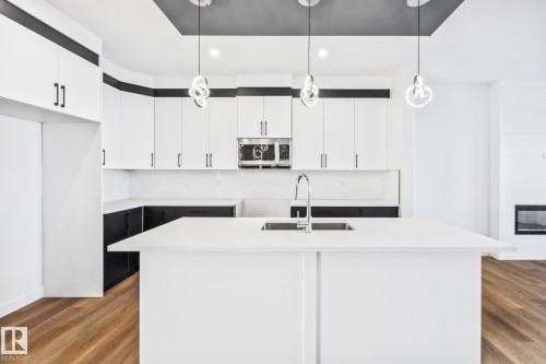 65 Ficus Way, Fort Saskatchewan, AB - Indoor Photo Showing Kitchen With Double Sink With Upgraded Kitchen