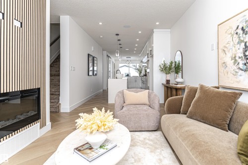 9622 86 Street, Edmonton, AB - Indoor Photo Showing Living Room With Fireplace