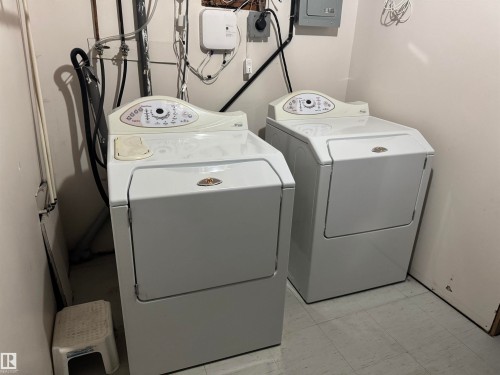 Washroom featuring washer and clothes dryer and electric panel - 21 Lundy Park Road, Stony Plain, AB - Indoor Photo Showing Laundry Room