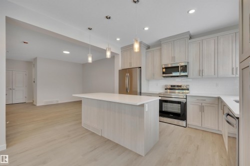 5742 Hawthorn Common, Edmonton, AB - Indoor Photo Showing Kitchen With Stainless Steel Kitchen With Upgraded Kitchen