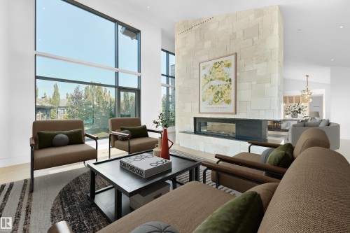 46 Kingsford Crescent, St. Albert, AB - Indoor Photo Showing Living Room With Fireplace