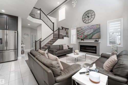 5788 175B Avenue, Edmonton, AB - Indoor Photo Showing Living Room With Fireplace
