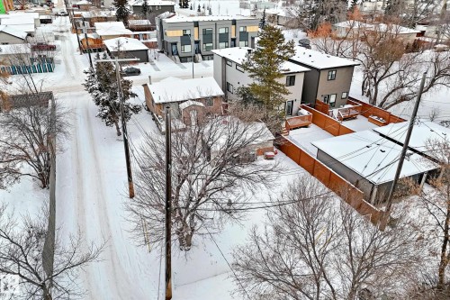 Snowy aerial view featuring a residential view - 15515 92A Avenue, Edmonton, AB - Outdoor