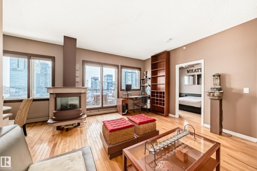 2006 10303 105 Street, Edmonton, AB - Indoor Photo Showing Living Room With Fireplace