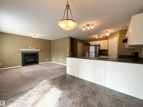 33 9350 211 Street, Edmonton, AB - Indoor Photo Showing Kitchen With Fireplace
