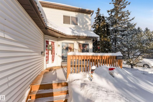 View of snow covered deck - 18404 97A Avenue, Edmonton, AB - Outdoor With Deck Patio Veranda