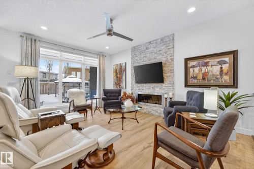 20017 128A Avenue, Edmonton, AB - Indoor Photo Showing Living Room With Fireplace