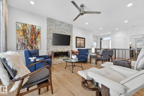 20017 128A Avenue, Edmonton, AB - Indoor Photo Showing Living Room With Fireplace