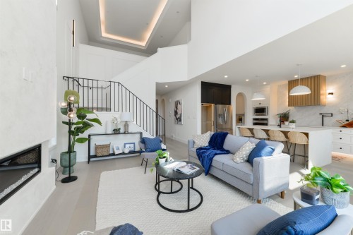 5449 Kootook Road, Edmonton, AB - Indoor Photo Showing Living Room With Fireplace