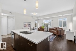 Kitchen featuring dark brown cabinetry, pendant lighting, open floor plan, dark wood-style flooring, and a center island with sink - 