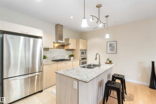 108 2504 109 Street, Edmonton, AB - Indoor Photo Showing Kitchen With Double Sink With Upgraded Kitchen