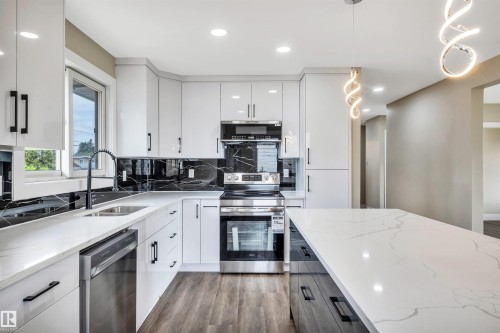 12904 95A Street, Edmonton, AB - Indoor Photo Showing Kitchen With Double Sink
