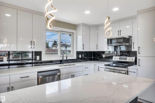 12904 95A Street, Edmonton, AB - Indoor Photo Showing Kitchen With Double Sink With Upgraded Kitchen