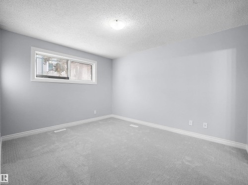 Carpeted spare room featuring baseboards and a textured ceiling - 1460 Lakewood Road W, Edmonton, AB - Indoor Photo Showing Other Room