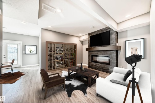 154 Aston Bend, Leduc, AB - Indoor Photo Showing Living Room With Fireplace