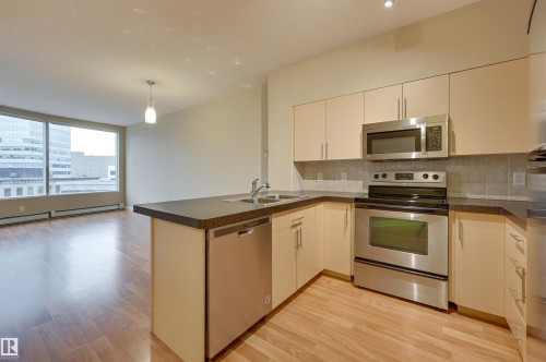 603 10136 104 Street, Edmonton, AB - Indoor Photo Showing Kitchen With Stainless Steel Kitchen With Double Sink
