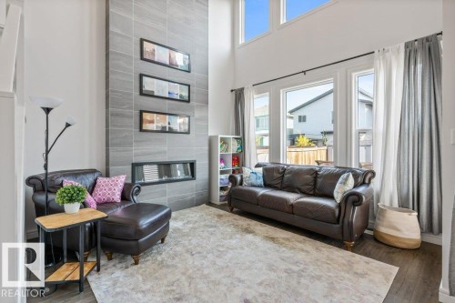 9639 224 Street, Edmonton, AB - Indoor Photo Showing Living Room With Fireplace