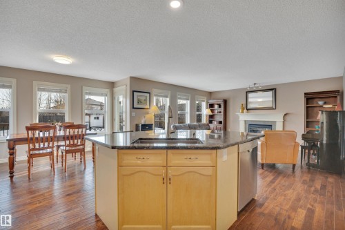 581 Foxboro Loop, Sherwood Park, AB - Indoor Photo Showing Kitchen With Fireplace With Double Sink