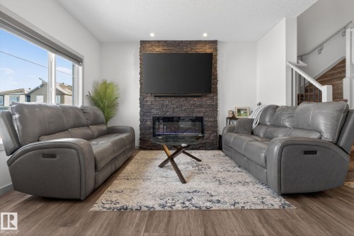 9514 Pear Close, Edmonton, AB - Indoor Photo Showing Living Room With Fireplace
