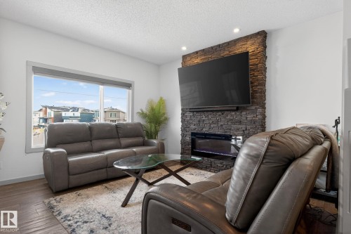 9514 Pear Close, Edmonton, AB - Indoor Photo Showing Living Room With Fireplace