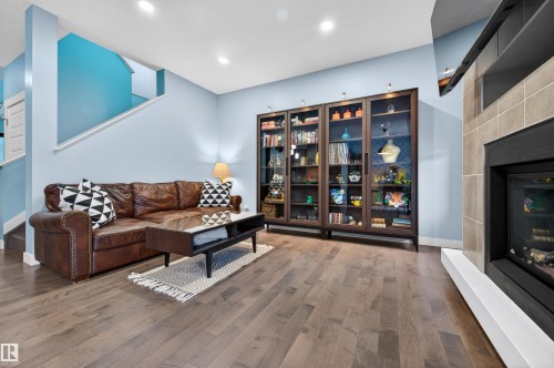21615 84 Avenue, Edmonton, AB - Indoor Photo Showing Living Room With Fireplace