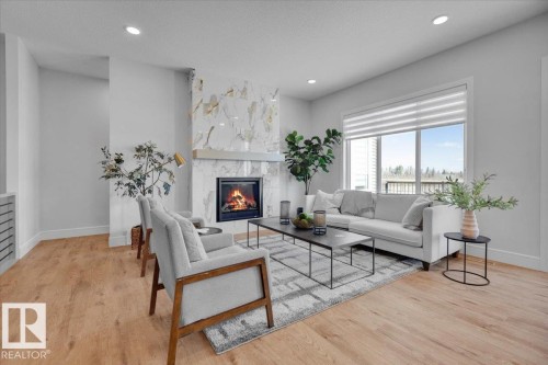 2003 Genesis Lane, Stony Plain, AB - Indoor Photo Showing Living Room With Fireplace