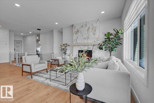 2003 Genesis Lane, Stony Plain, AB - Indoor Photo Showing Living Room With Fireplace