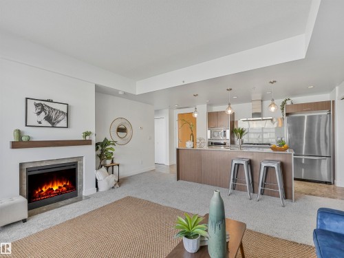 410 2504 109 Street, Edmonton, AB - Indoor Photo Showing Living Room With Fireplace