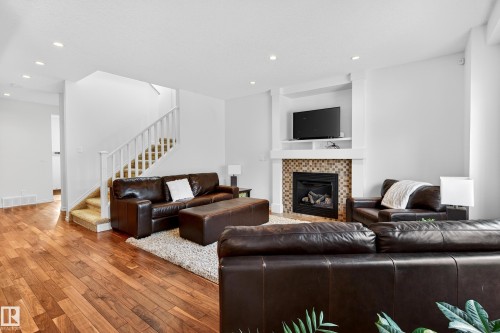 20016 130 Avenue, Edmonton, AB - Indoor Photo Showing Living Room With Fireplace