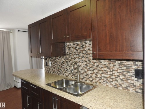 105 10160 115 Street, Edmonton, AB - Indoor Photo Showing Kitchen With Double Sink