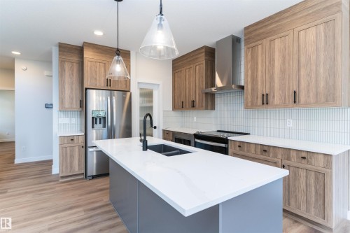 3026 Dixon Landing, Edmonton, AB - Indoor Photo Showing Kitchen With Double Sink With Upgraded Kitchen